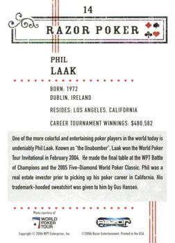 2006 Razor Poker #14 Phil Laak Back